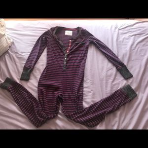 Navy and red stripes onesie